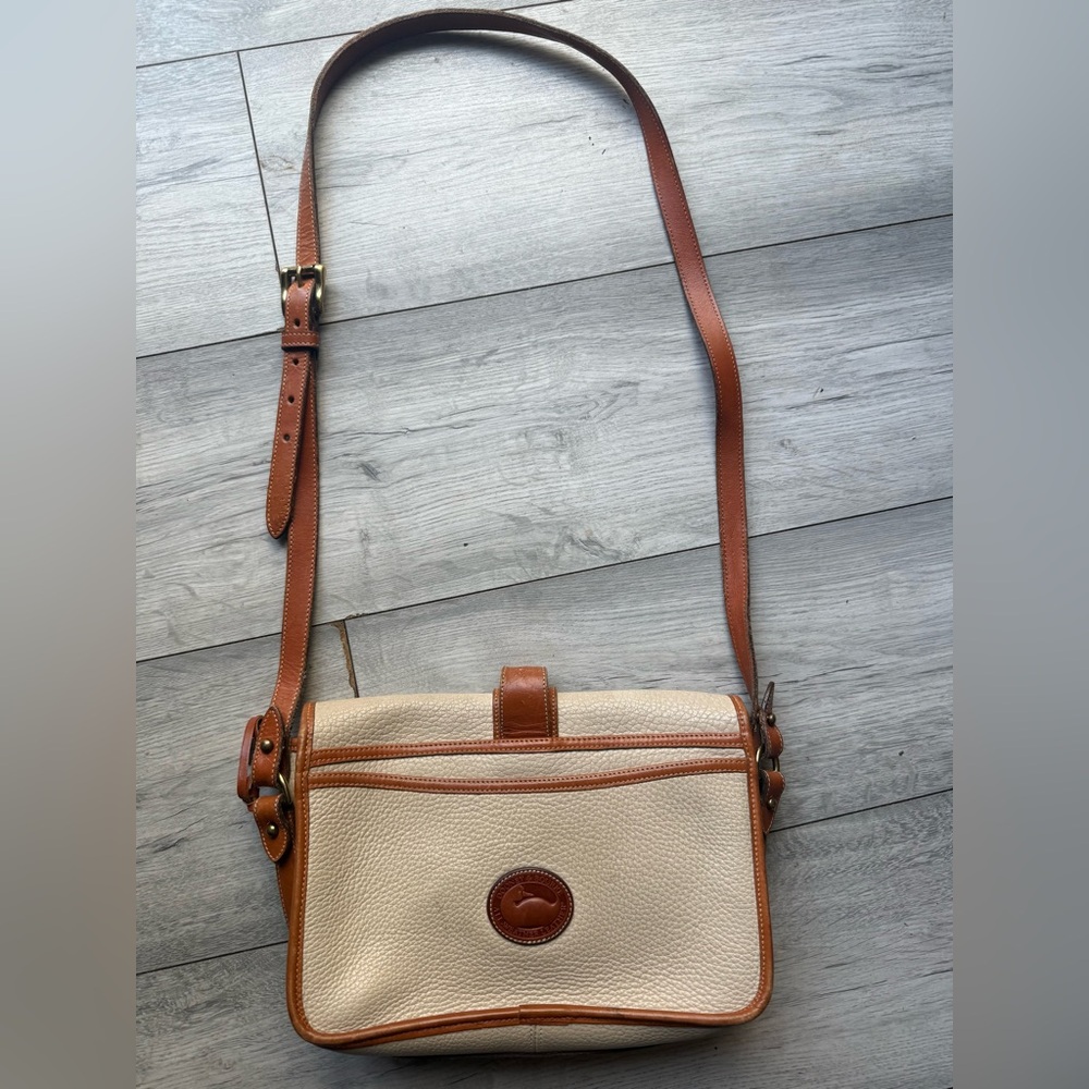 Dooney & Bourke Vintage Crossbody Leather-Trim Beige - Picture 2 of 9